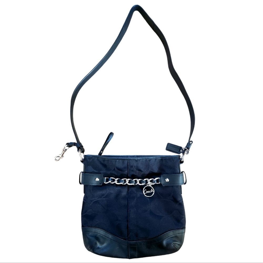 COACH Optic Black Chain Signature Convertible Crossbody Shoulder Bag F19730